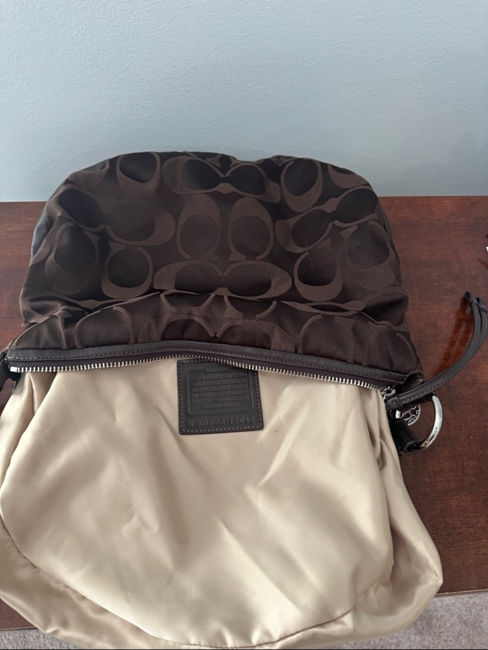 Coach Brown Signature Canvas Hobo with Silver Charm Accent - Picture 6 of 8